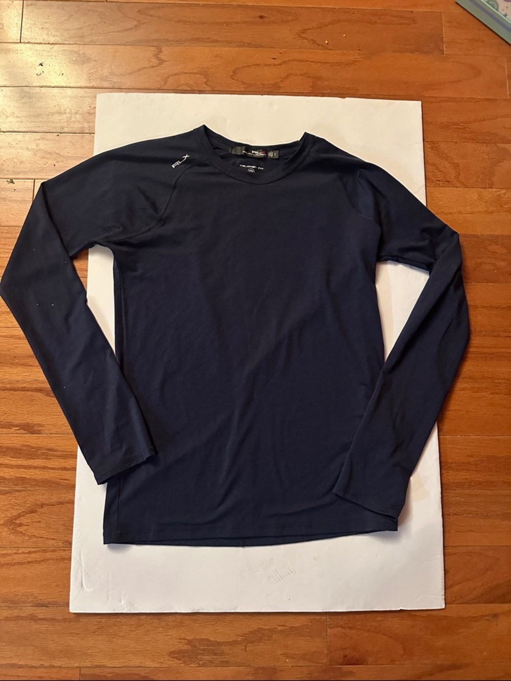 Ralph Lauren X tailored fit long sleeve crew in navy blue.